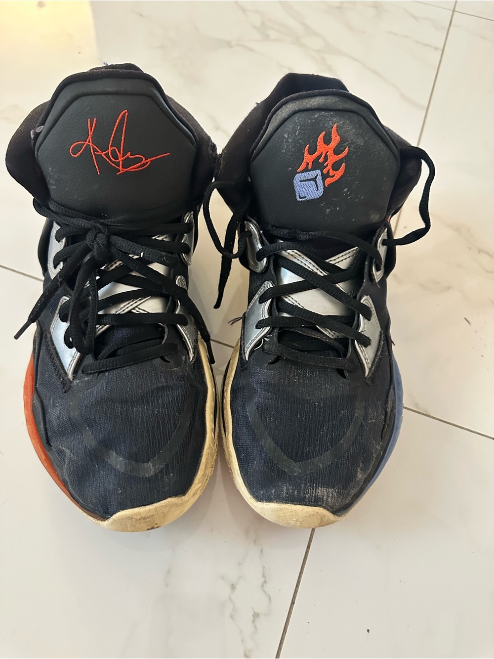 Nike men Black Sneakers with Red Flame and Silver Accents